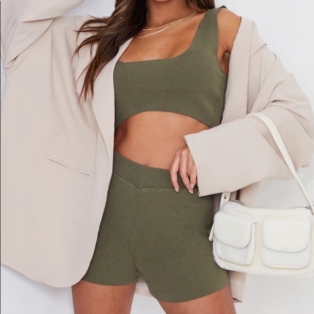Two piece ribbed shorts set